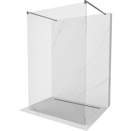 Mexen Kioto vrijstaande douchewand 105 x 200 cm, transparant 8 mm, geborsteld pistoolgrijs - 800-105-002-66-00