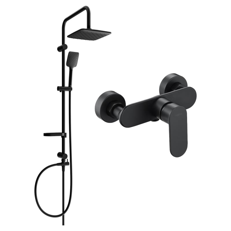 Mexen Milo Sven exposed shower set with rain shower and shower mixer, black - 71340262-70