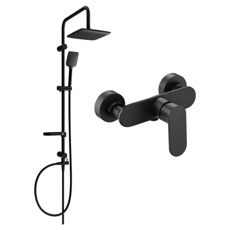 Mexen Sven Aufputz-Duschset mit Regenduschkopf und Duscharmatur Milo, schwarz - 71340262-70