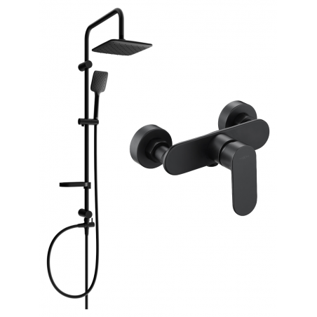 Mexen Sven Aufputz-Duschset mit Regenduschkopf und Duscharmatur Milo, schwarz - 71340262-70