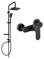 Ensemble de douche en saillie Mexen Sven avec douche de tête et robinet de douche Milo, noir - 71340262-70