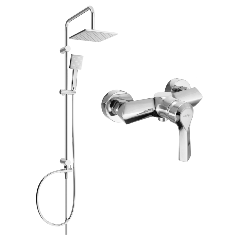 Mexen Sabre Tord ensemble de douche en saillie avec pomme de douche et mitigeur, chromé - 72140200-00