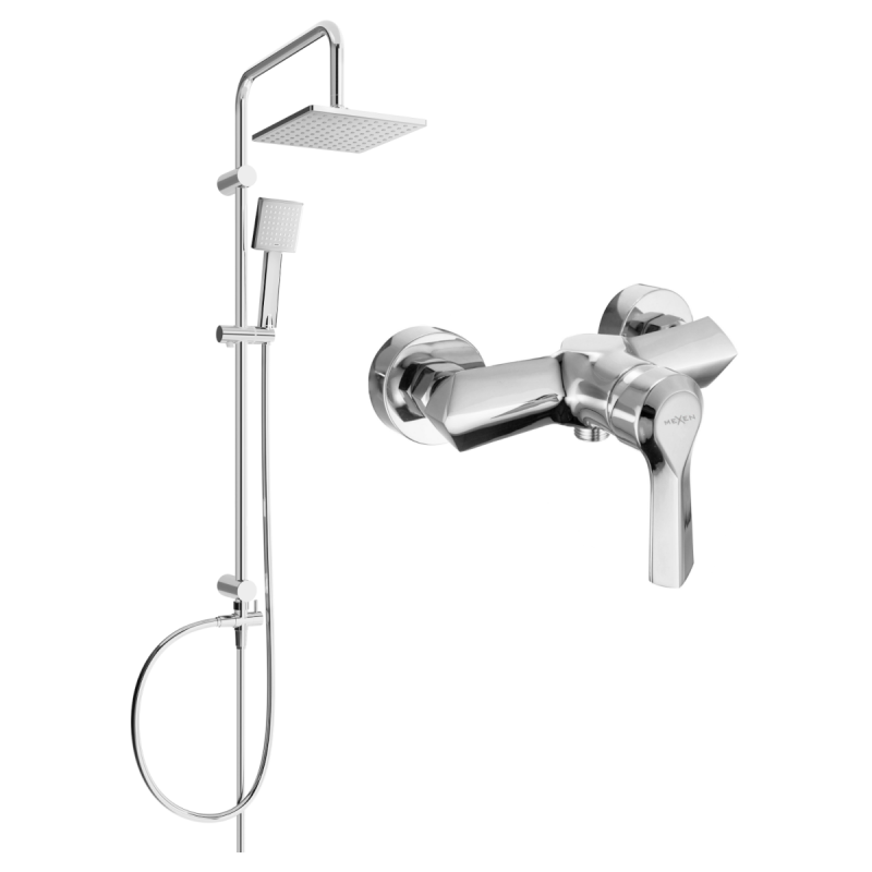 Mexen Tord Aufputz-Duschset mit Regenduschkopf und Sabre-Duscharmatur, Chrom - 72140200-00