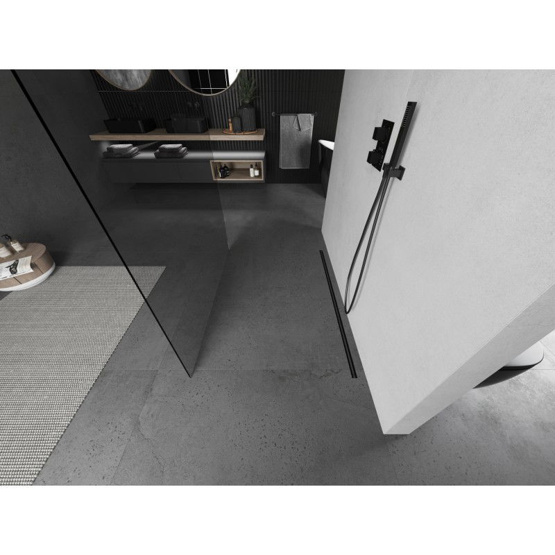 Mexen Kioto vrijstaande douchewand 160 x 200 cm, transparant 8 mm, geborsteld gun gray - 800-160-002-66-00