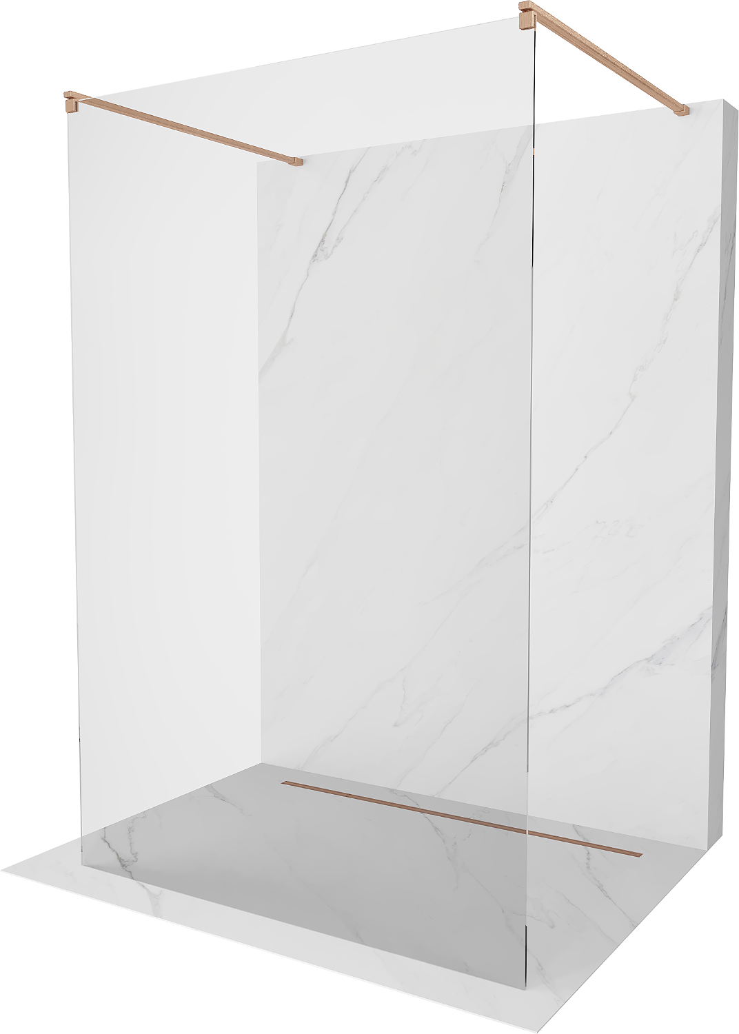 Mexen Kioto ścianka prysznicowa wolnostojąca 105 x 200 cm, transparent 8 mm, miedź szczotkowana - 800-105-002-65-00