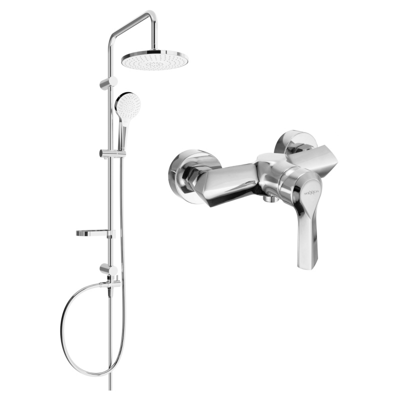 Mexen Erik set doccia esterno con soffione e miscelatore doccia Sabre, cromato - 72140205-00