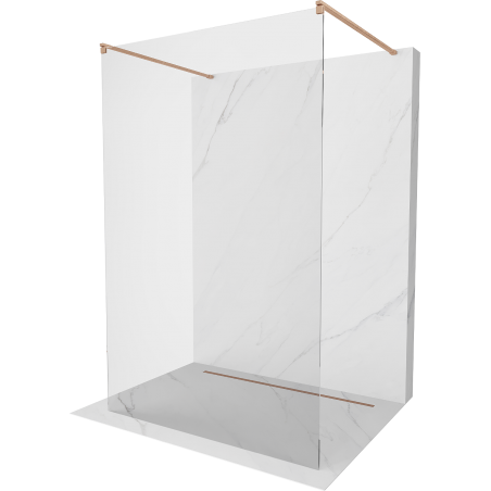 Mexen Kioto vrijstaande douchewand 115 x 200 cm, transparant 8 mm, geborsteld koper - 800-115-002-65-00