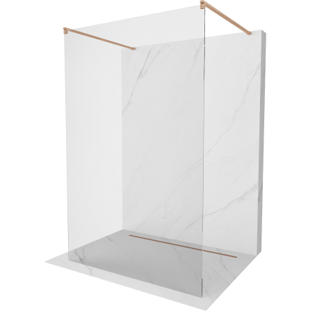 Mexen Kioto ścianka prysznicowa wolnostojąca 135 x 200 cm, transparent 8 mm, miedź szczotkowana - 800-135-002-65-00