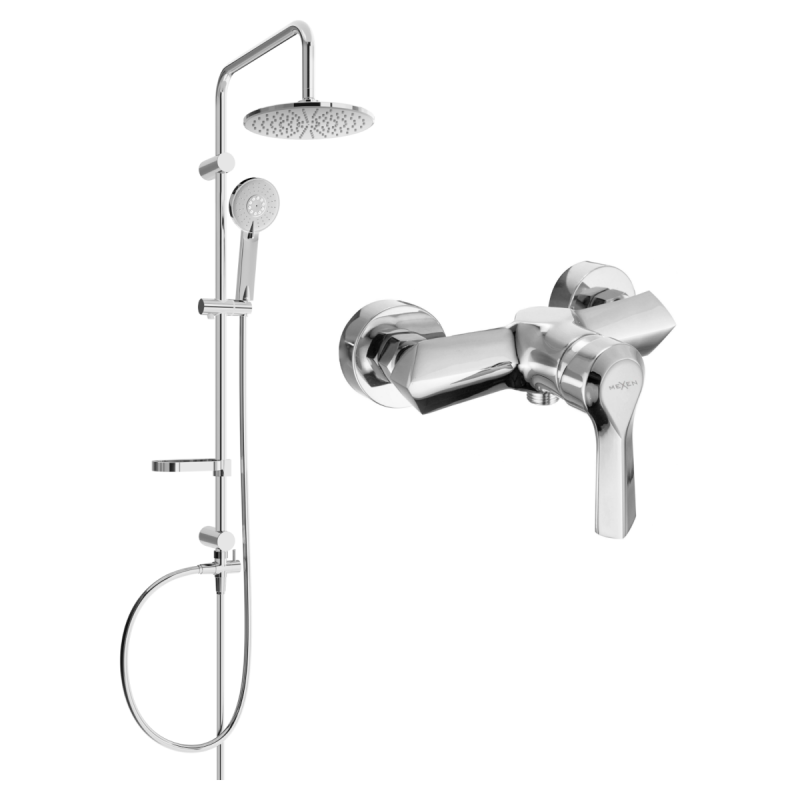 Mexen Carl Aufputz-Duschset mit Regenduschkopf und Sabre-Duscharmatur, Chrom - 72140240-00