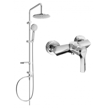 Mexen Carl Aufputz-Duschset mit Regenduschkopf und Sabre-Duscharmatur, Chrom - 72140240-00