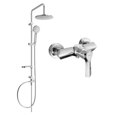 Mexen Sabre Carl Bausazet Douche montéiert mat Reendusch a Douchbatterie, Chrom - 72140240-00