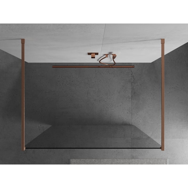 Mexen Kioto vabalt seisev dušisein 160 x 200 cm, läbipaistev 8 mm, harjatud vask - 800-160-002-65-00