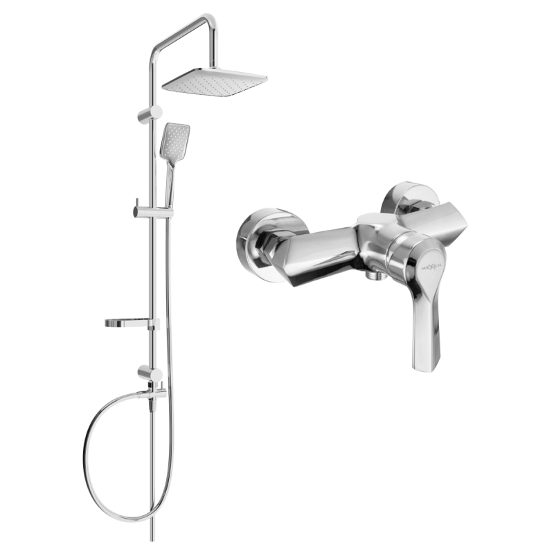 Mexen Sven Aufputz-Duschset mit Regenduschkopf und Duscharmatur Sabre, Chrom - 72140262-00