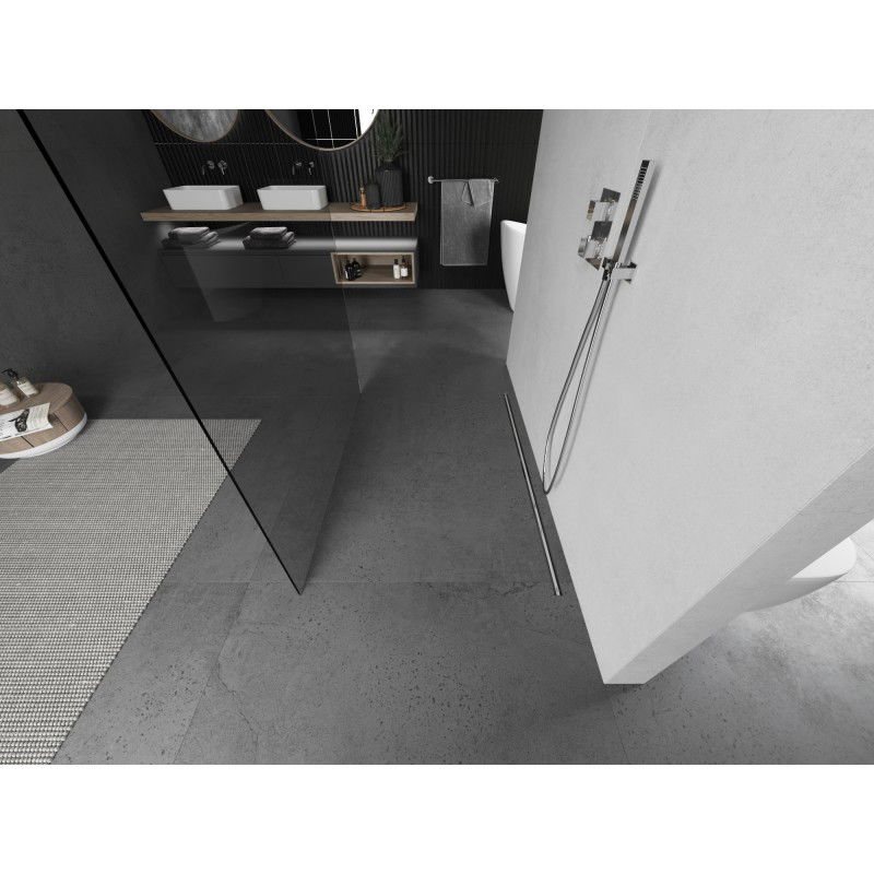 Mexen Kioto parete doccia autoportante 105 x 200 cm, trasparente 8 mm, nichel spazzolato - 800-105-002-97-00