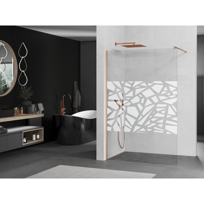 Mexen Kioto dušisein Walk-in 80 x 200 cm, valge muster 8 mm, harjatud vask - 800-080-101-65-85