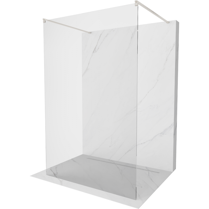 Mexen Kioto freestanding shower panel 120 x 200 cm, transparent 8 mm, brushed nickel - 800-120-002-97-00