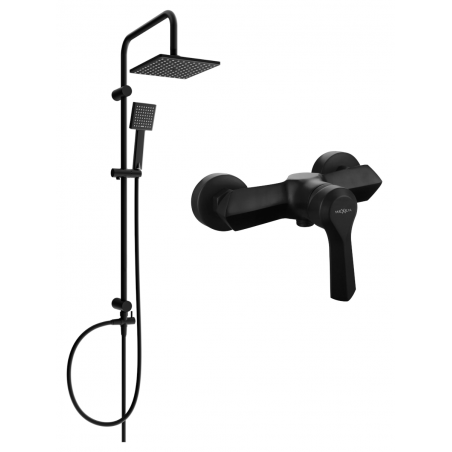 Mexen Tord Aufputz-Duschset mit Regenbrause und Duscharmatur Sabre, schwarz - 72140200-70