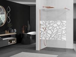 Mexen Kioto staklena stijena za tuš Walk-in 100 x 200 cm, bijeli uzorak 8 mm, brušena bakrena - 800-100-101-65-85