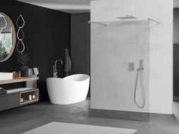 Mexen Kioto paroi de douche autoportante 135 x 200 cm, transparent 8 mm, nickel brossé - 800-135-002-97-00