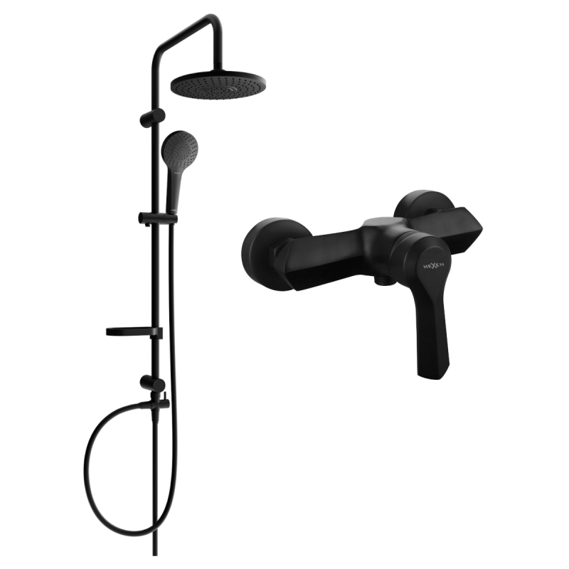 Mexen Erik conjunto de ducha empotrado con rociador y grifo de ducha Sabre, negro - 72140205-70