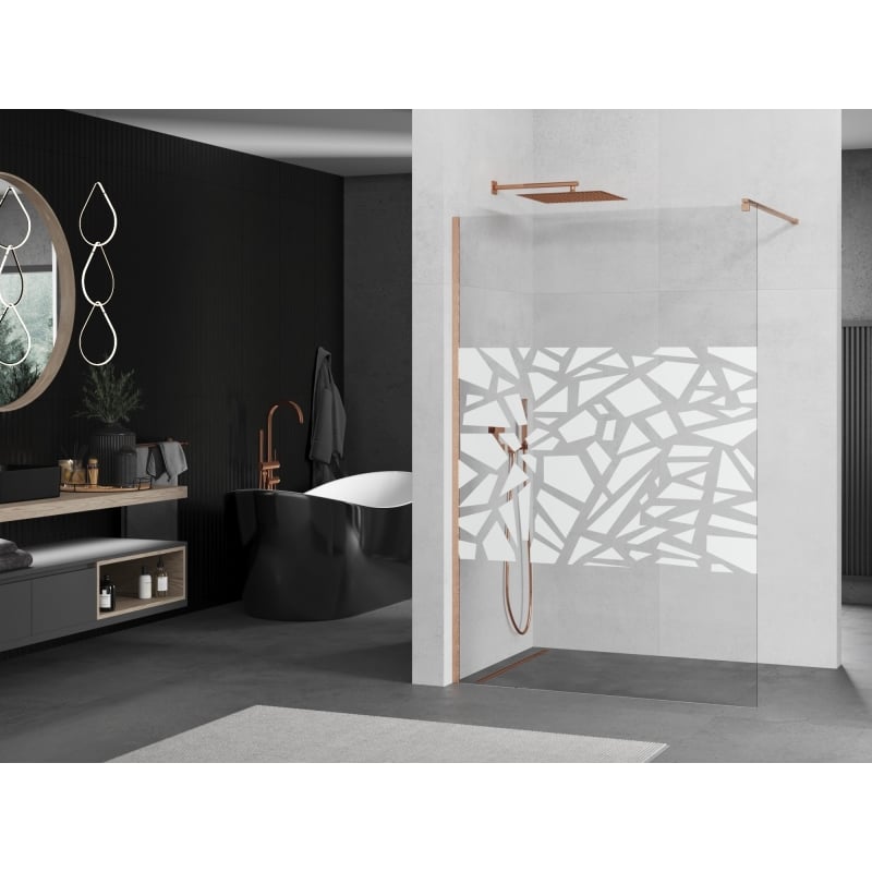 Mexen Kioto dušisein Walk-in 120 x 200 cm, valge muster 8 mm, harjatud vask - 800-120-101-65-85