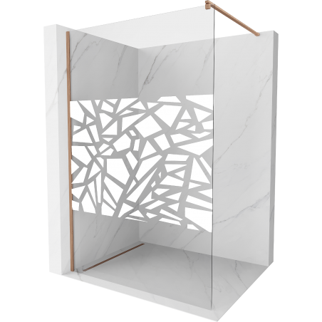 Mexen Kioto paroi de douche Walk-in 140 x 200 cm, motif blanc 8 mm, cuivre brossé - 800-140-101-65-85