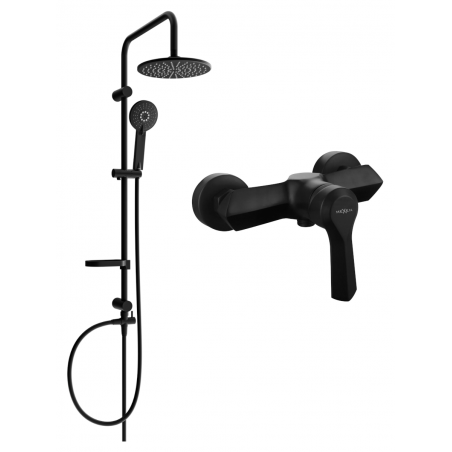 Mexen Carl Aufputz-Duschset mit Regendusche und Duscharmatur Sabre, schwarz - 72140240-70