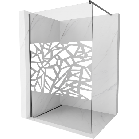 Mexen Kioto paroi de douche Walk-in 90 x 200 cm, motif blanc 8 mm, gris acier brossé - 800-090-101-66-85