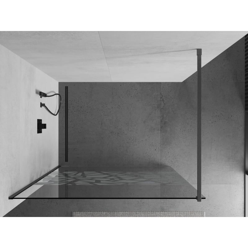Mexen Kioto ścianka prysznicowa Walk-in 100 x 200 cm, biały wzór 8 mm, gun gray szczotkowany - 800-100-101-66-85