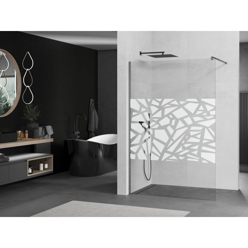 Mexen Kioto paroi de douche Walk-in 110 x 200 cm, motif blanc 8 mm, gris canon brossé - 800-110-101-66-85
