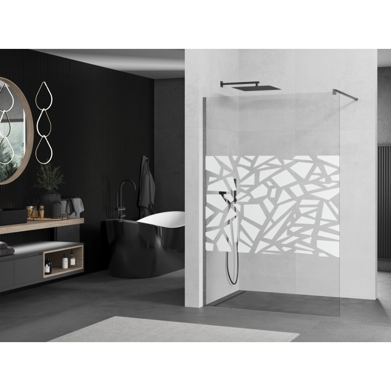 Mexen Kioto Stijenka za tuš Walk-in 130 x 200 cm, bijeli uzorak 8 mm, mat gun metal brušeni - 800-130-101-66-85