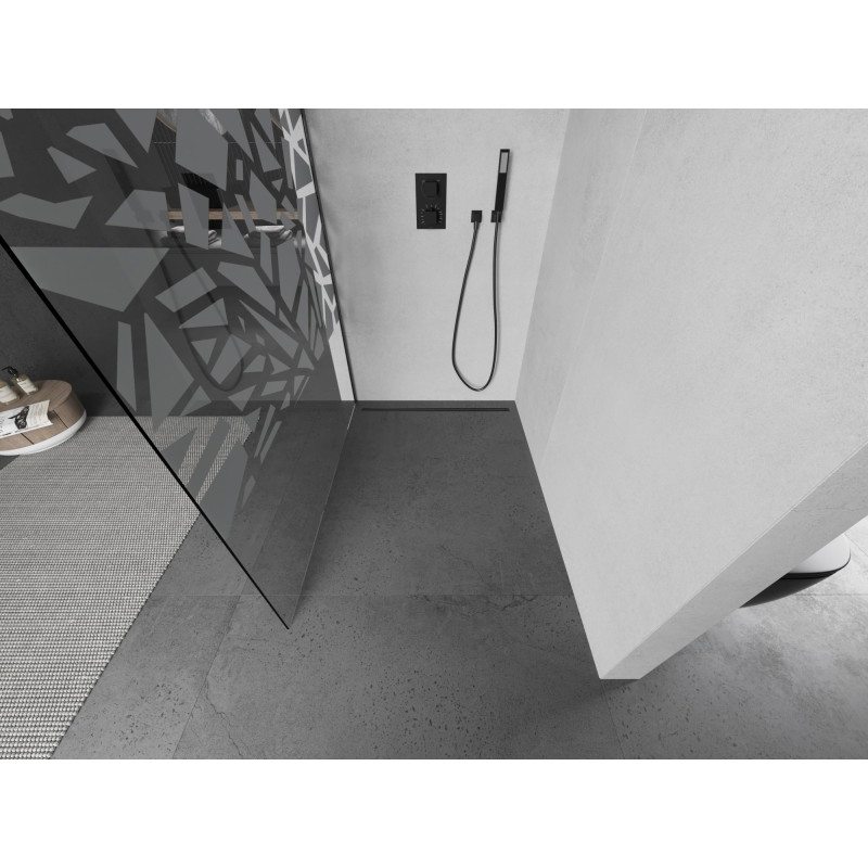 Mexen Kioto Stijenka za tuš Walk-in 130 x 200 cm, bijeli uzorak 8 mm, mat gun metal brušeni - 800-130-101-66-85