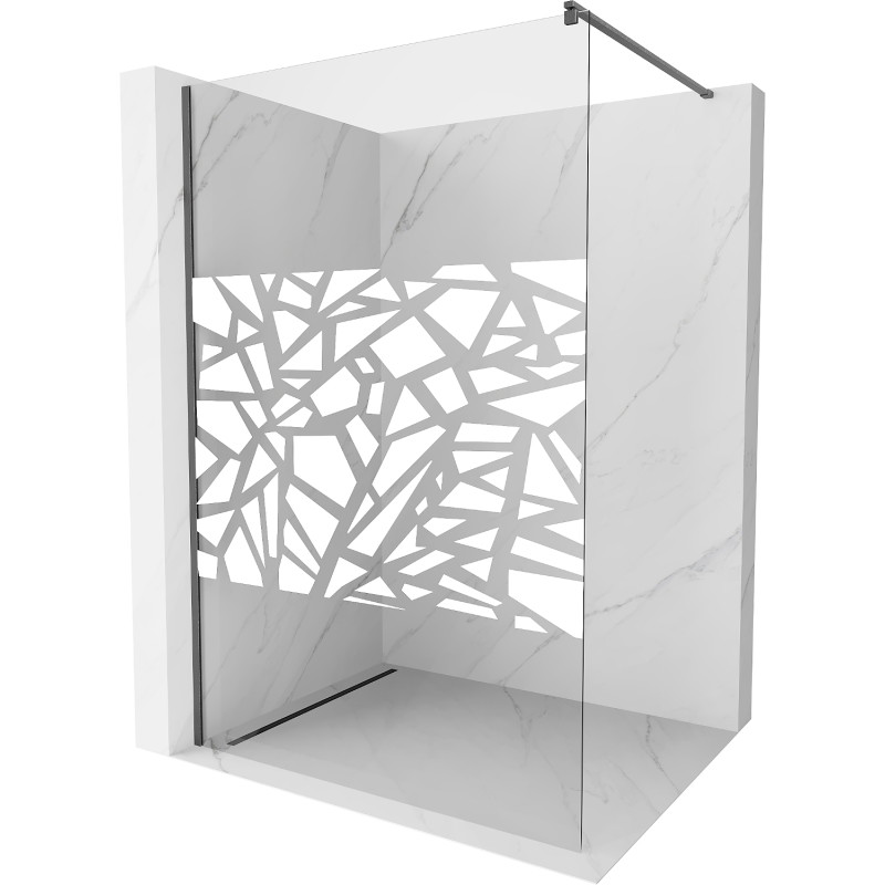 Mexen Kioto Stijenka za tuš Walk-in 130 x 200 cm, bijeli uzorak 8 mm, mat gun metal brušeni - 800-130-101-66-85