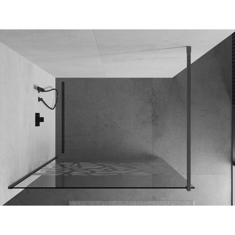 Mexen Kioto Stijenka za tuš Walk-in 130 x 200 cm, bijeli uzorak 8 mm, mat gun metal brušeni - 800-130-101-66-85