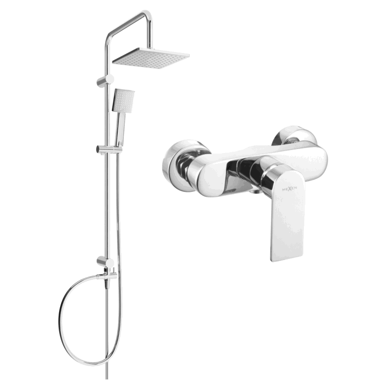 Mexen Tord exposed shower set with rain shower and Royo shower tap, chrome - 72240200-00
