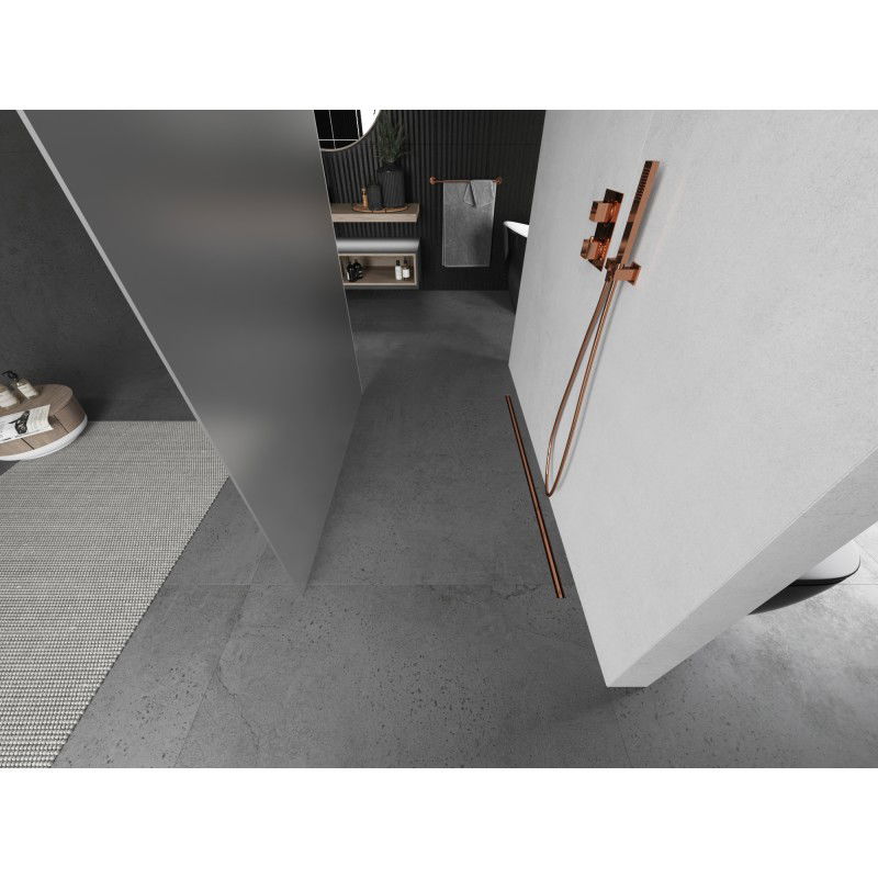 Mexen Kioto parete doccia autoportante 120 x 200 cm, brina 8 mm, rame spazzolato - 800-120-002-65-30