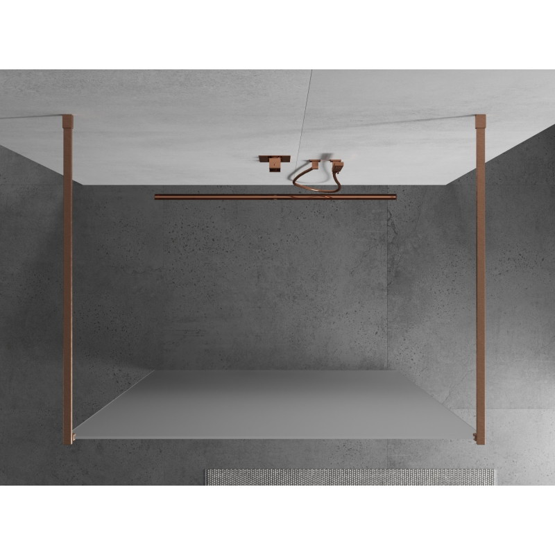 Mexen Kioto ścianka prysznicowa wolnostojąca 130 x 200 cm, szron 8 mm, miedź szczotkowana - 800-130-002-65-30
