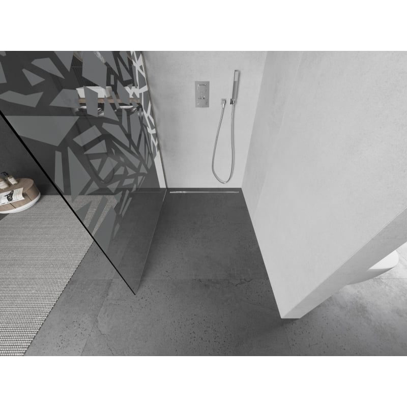 Mexen Kioto ścianka prysznicowa Walk-in 80 x 200 cm, biały wzór 8 mm, nikiel szczotkowany - 800-080-101-97-85