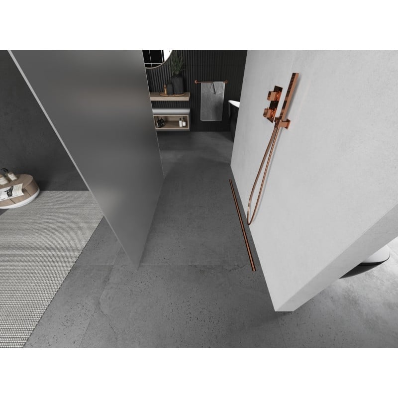 Mexen Kioto cloison de douche autoportante 140 x 200 cm, givre 8 mm, cuivre brossé - 800-140-002-65-30