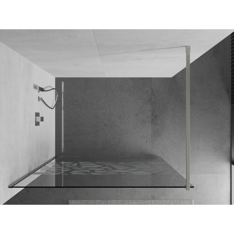 Mexen Kioto zid za tuš kabinu Walk-in 90 x 200 cm, bijeli uzorak 8 mm, brušeni nikal - 800-090-101-97-85