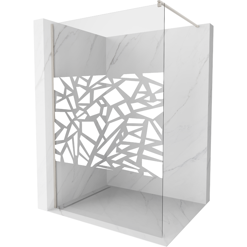 Mexen Kioto parede de duche Walk-in 90 x 200 cm, padrão branco 8 mm, níquel escovado - 800-090-101-97-85