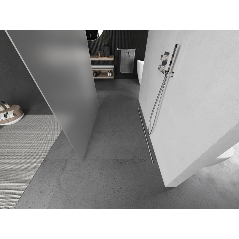 Mexen Kioto prostoječa pršna pregrada 100 x 200 cm, mraz 8 mm, brušen nikel - 800-100-002-97-30