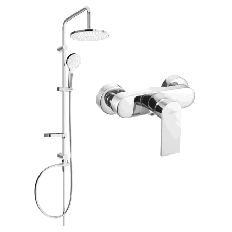 Mexen Erik Aufputz-Duschset mit Regenduschkopf und Duscharmatur Royo, Chrom - 72240205-00