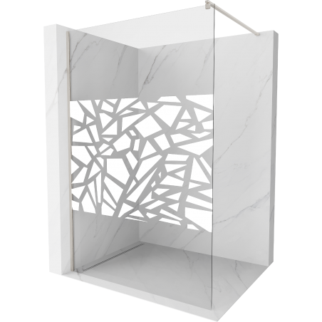 Mexen Kioto douchewand Walk-in 100 x 200 cm, wit patroon 8 mm, geborsteld nikkel - 800-100-101-97-85
