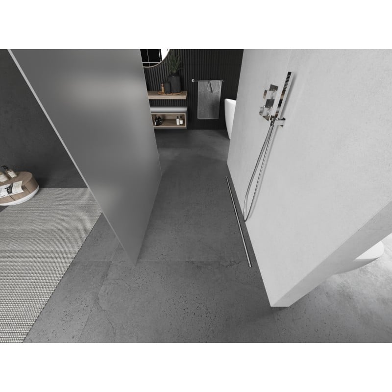 Mexen Kioto vapaasti seisova suihkuseinä 120 x 200 cm, huurrepinta 8 mm, harjattu nikkeli - 800-120-002-97-30