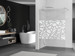 Mexen Kioto zid za tuš Walk-in 120 x 200 cm, bijeli uzorak 8 mm, brušeni nikal - 800-120-101-97-85