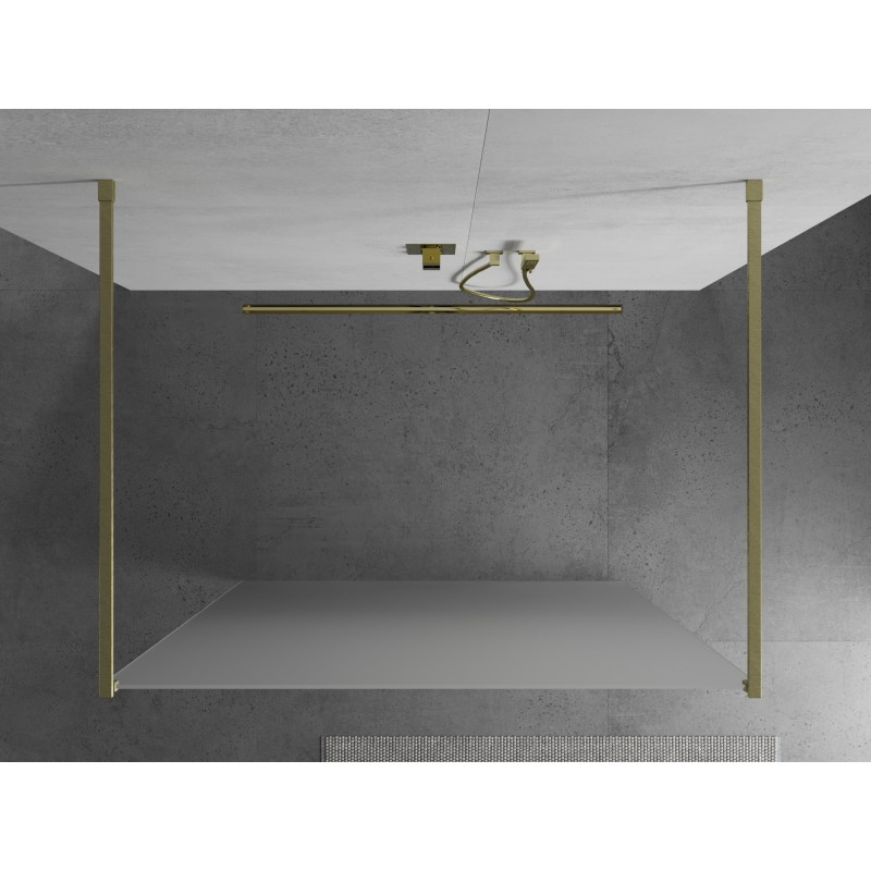 Mexen Kioto ścianka prysznicowa wolnostojąca 100 x 200 cm, szron 8 mm, złota szczotkowana - 800-100-002-55-30