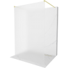 Mexen Kioto vrijstaande douchewand 100 x 200 cm, matglas 8 mm, geborsteld goud - 800-100-002-55-30