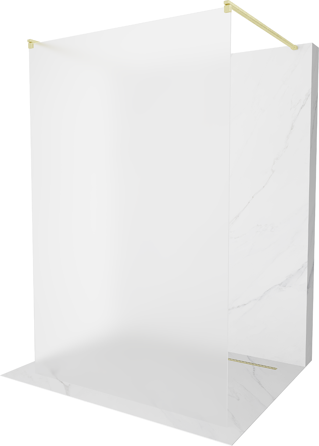 Mexen Kioto ścianka prysznicowa wolnostojąca 110 x 200 cm, szron 8 mm, złota szczotkowana - 800-110-002-55-30