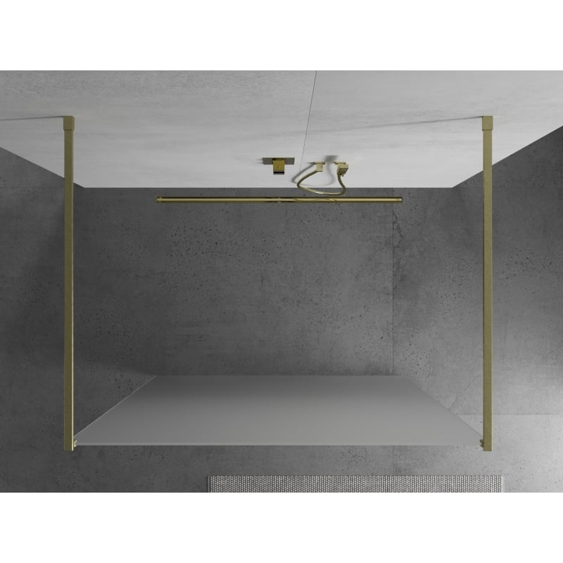 Mexen Kioto ścianka prysznicowa wolnostojąca 120 x 200 cm, szron 8 mm, złota szczotkowana - 800-120-002-55-30